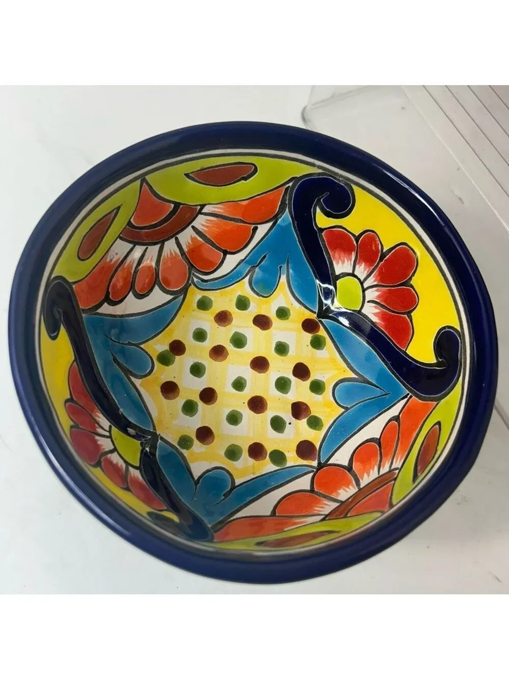 Talavera Mexican Pottery Set of Two Trinket Dishes Handpainted Signed Floral